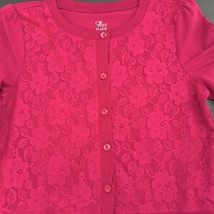 Adorable Girls Pink button up- Large 10/12